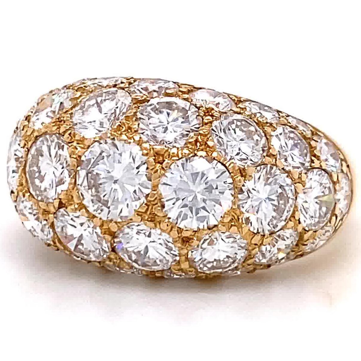 Vintage Brilliant Cut Diamond 18 Karat Yellow Gold Oscar Heyman Dome Ring In Excellent Condition In Beverly Hills, CA