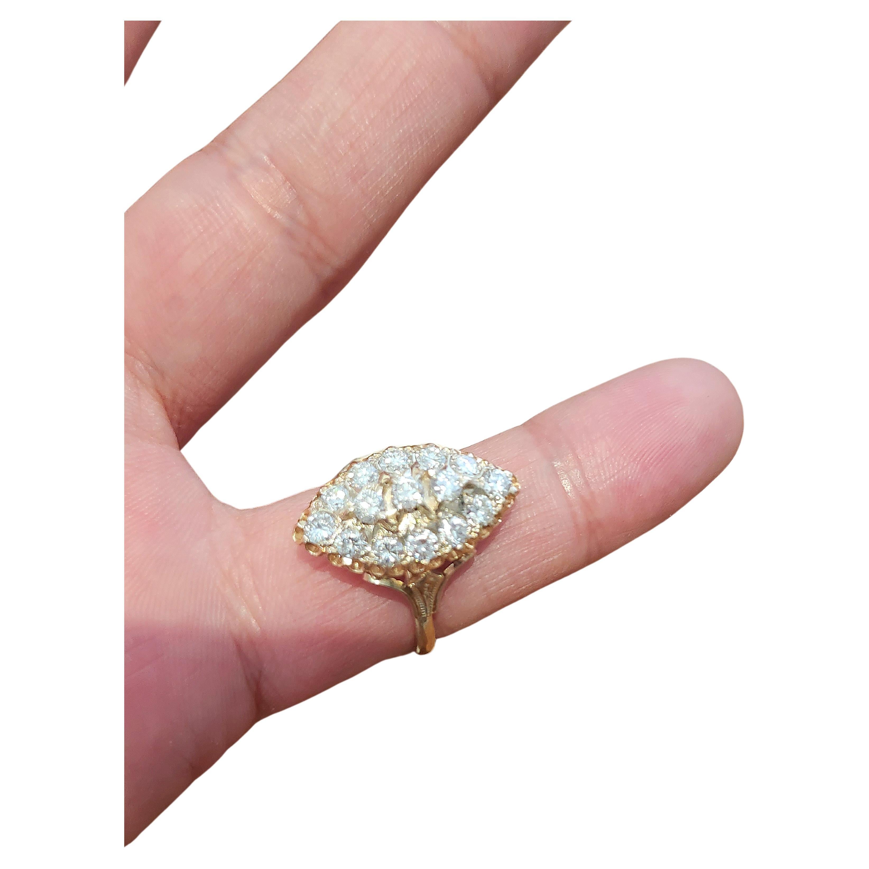 Vintage Brilliant Cut Diamond Russian Gold Ring For Sale 1