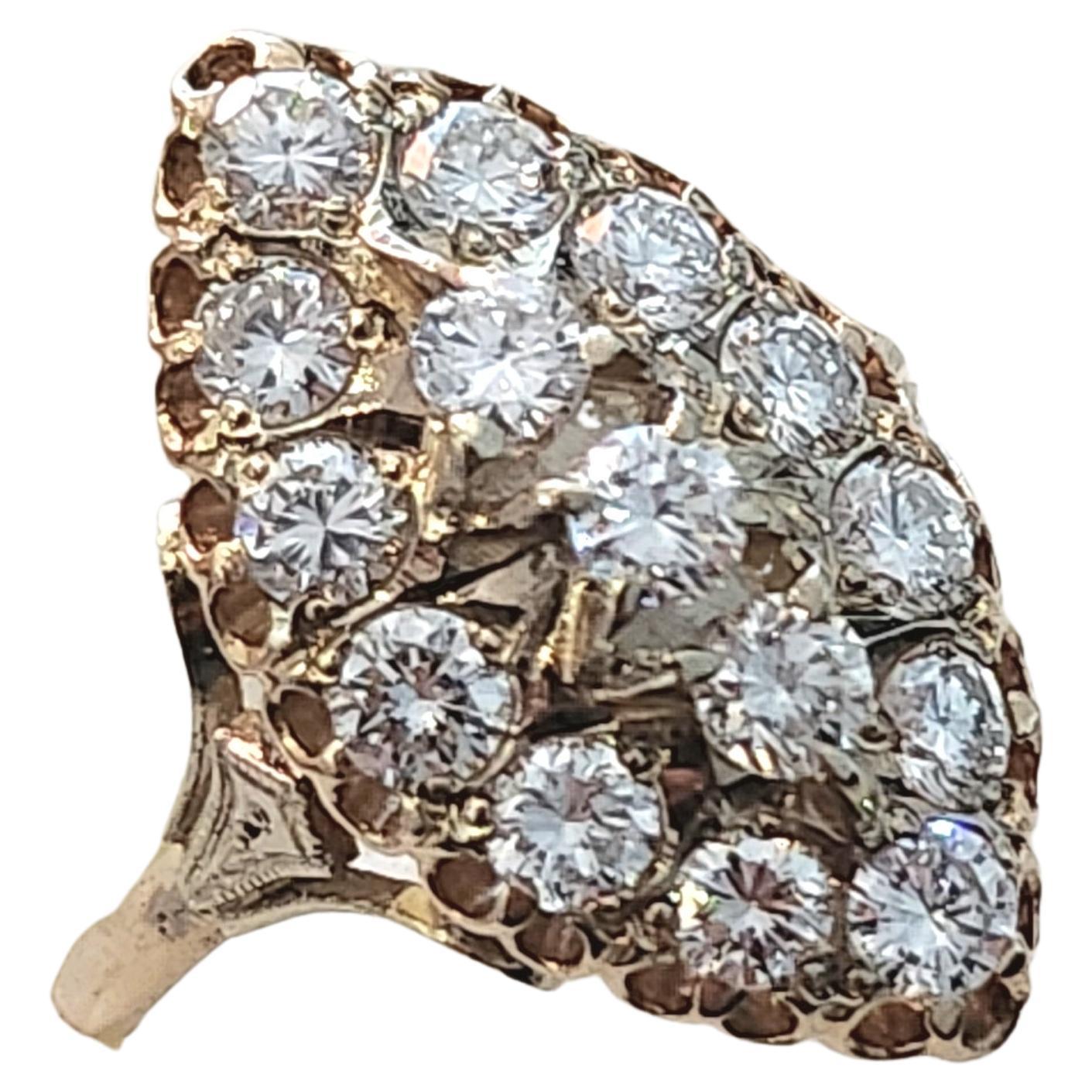 Vintage Brilliant Cut Diamond Russian Gold Ring