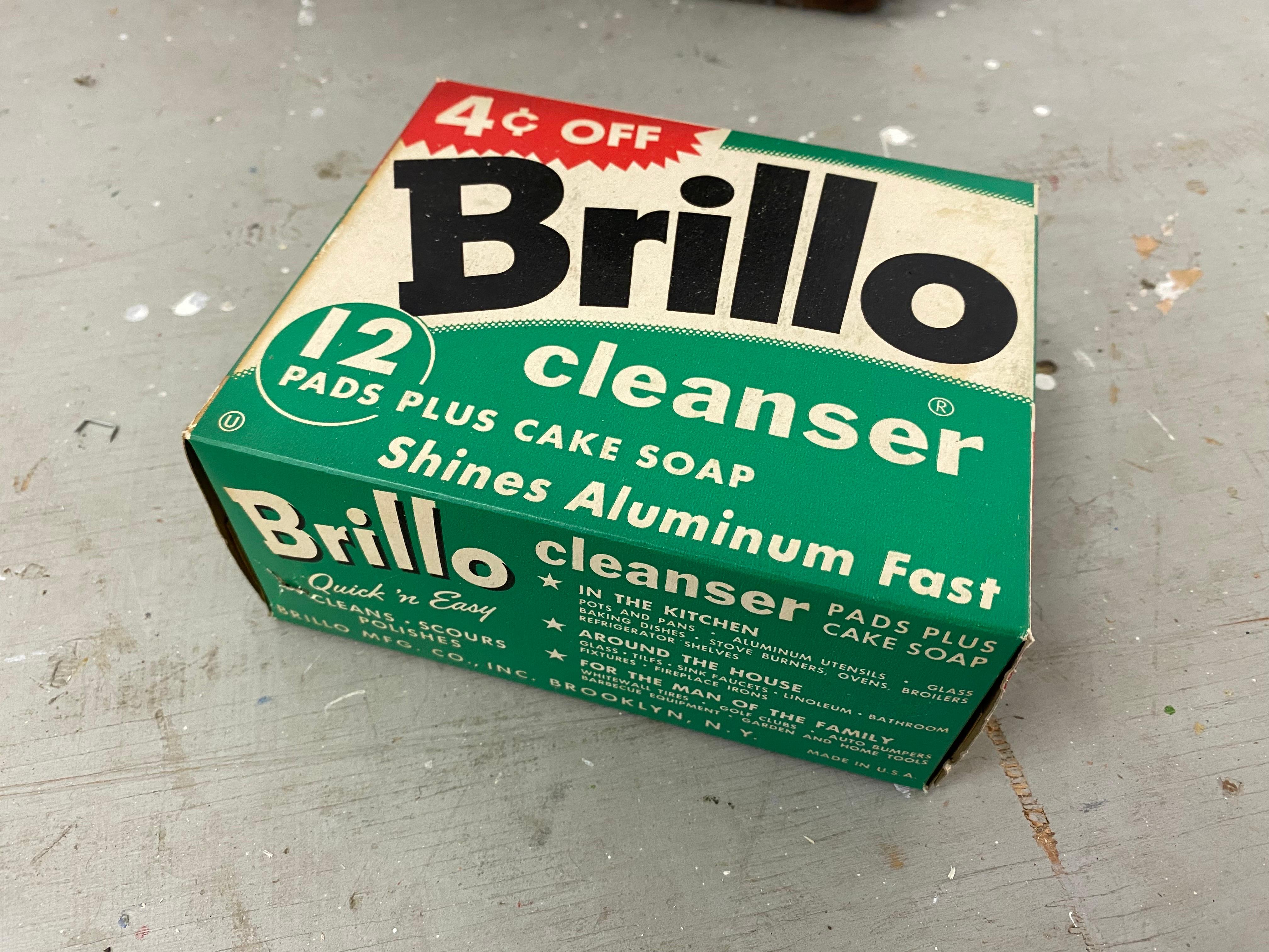 American Vintage Brillo Pad Boxes in Wire Crate, salute to Andy Warhol