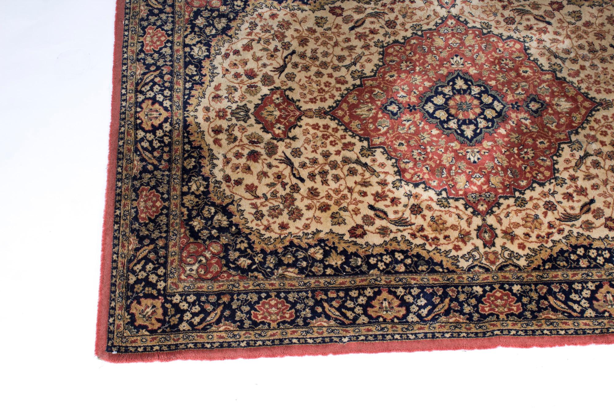 This very elegant medallion design vintage oriental style rug by Brink & Campman circa 1980 in date.

This beautiful 'Hamair' cream rug features a central medallion with abstract patterns, birds, foliated and floral decoration.

Add a touch of