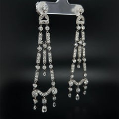 Vintage Briolette Diamond and OEC Diamond Platinum Chandelier Earrings Estate