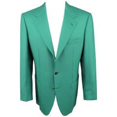 Vintage BRIONI 40 Green Cashmere Gold Enamel Button Sport Coat