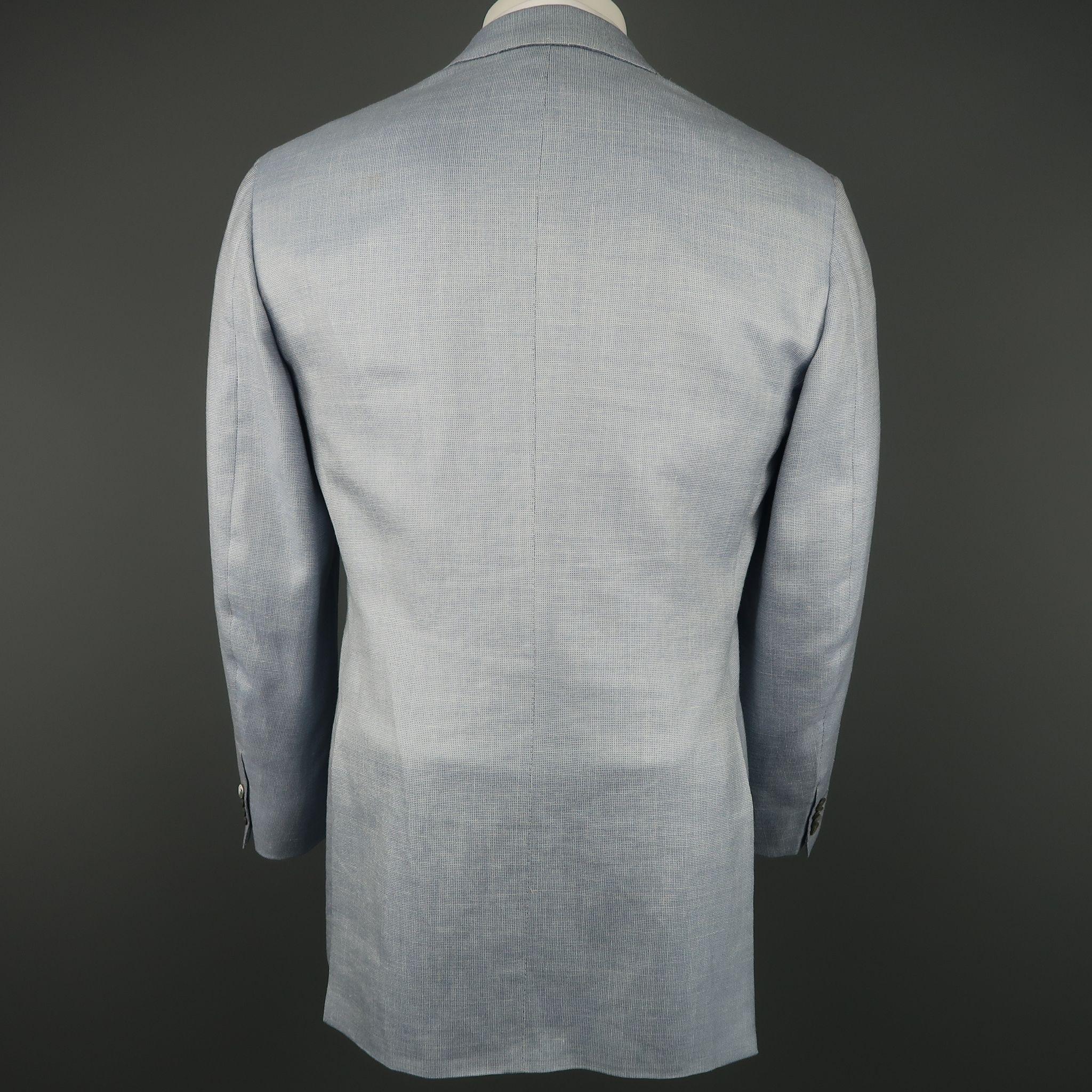 Gray Vintage BRIONI Sport Coat Jacket - Size 40 Light Blue Wool Blend Notch Lapel 