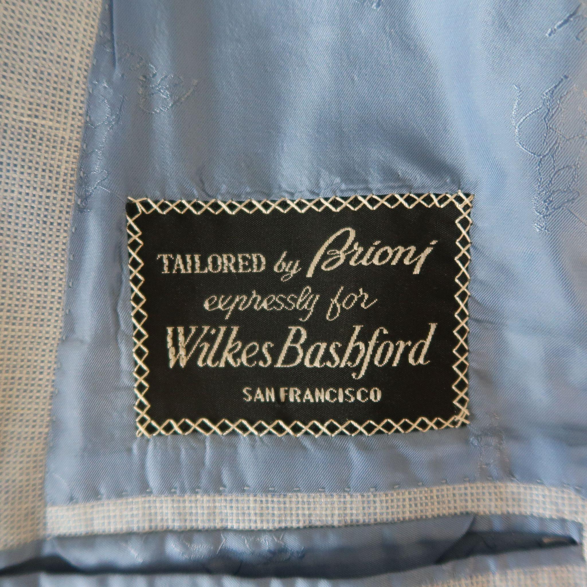 Men's Vintage BRIONI Sport Coat Jacket - Size 40 Light Blue Wool Blend Notch Lapel 