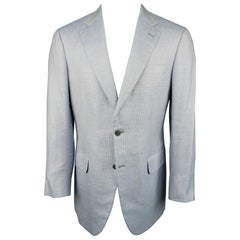 Vintage BRIONI Sport Coat Jacket - Size 40 Light Blue Wool Blend Notch Lapel 