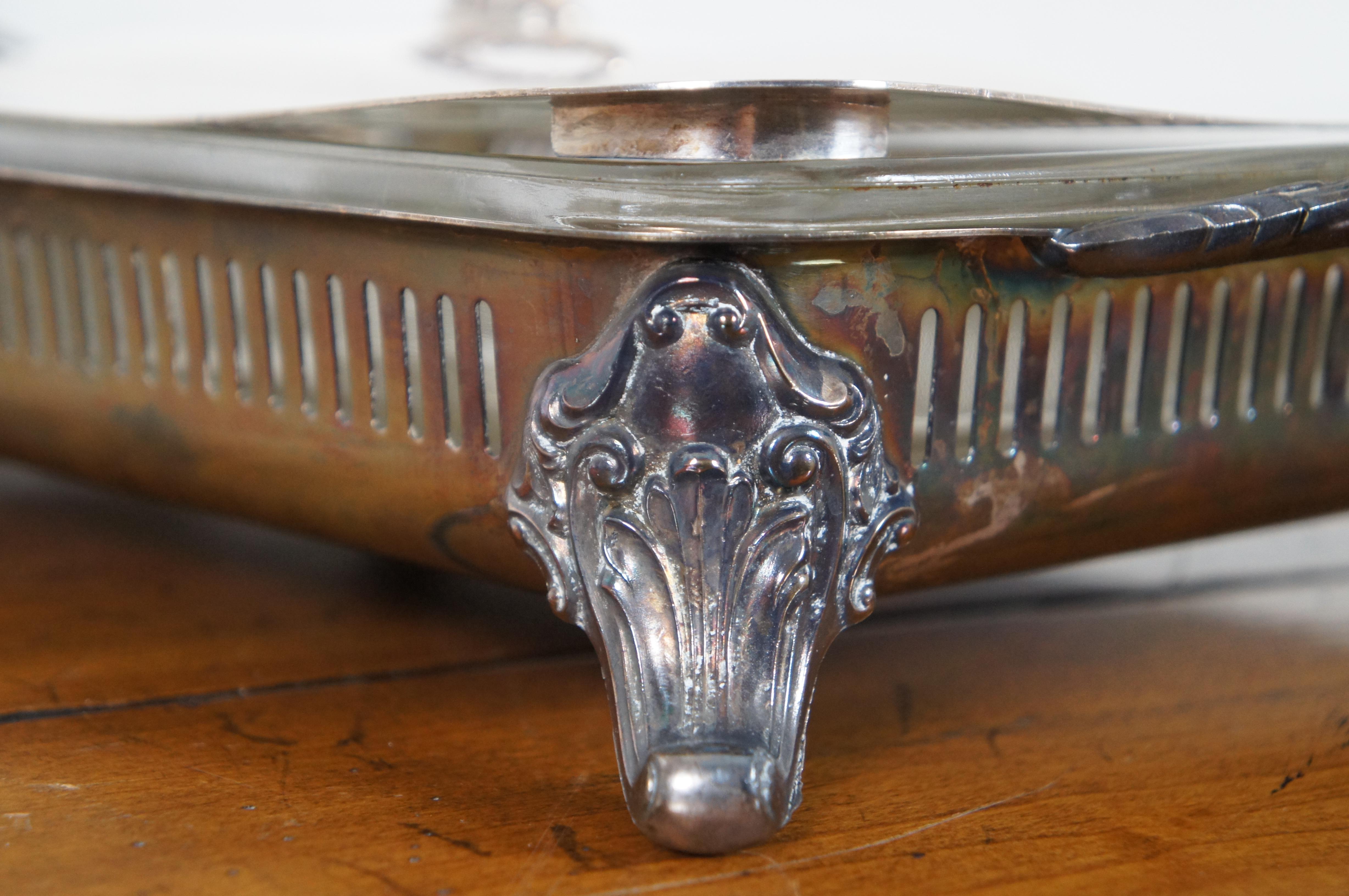 Vintage Bristol Poole Silver Plate 3 Qt Casserole Chafing Dish Holder Pyrex For Sale 3