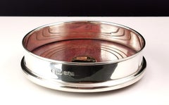 Vintage Britannia silver and 9k gold wine coaster, bottle stand