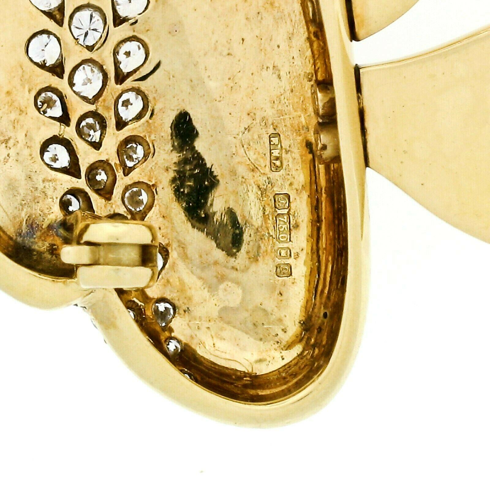 Vintage British 18K Gold 3.42ctw Diamond & Enamel Moorish Idol Fish Brooch Pin 1