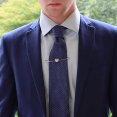 Vintage British Bulldog Diamond and Ruby Bar Pin Set in Gold