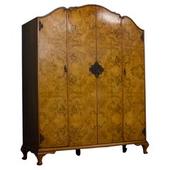 Vintage British Burr Walnut Wardrobe, 1930s