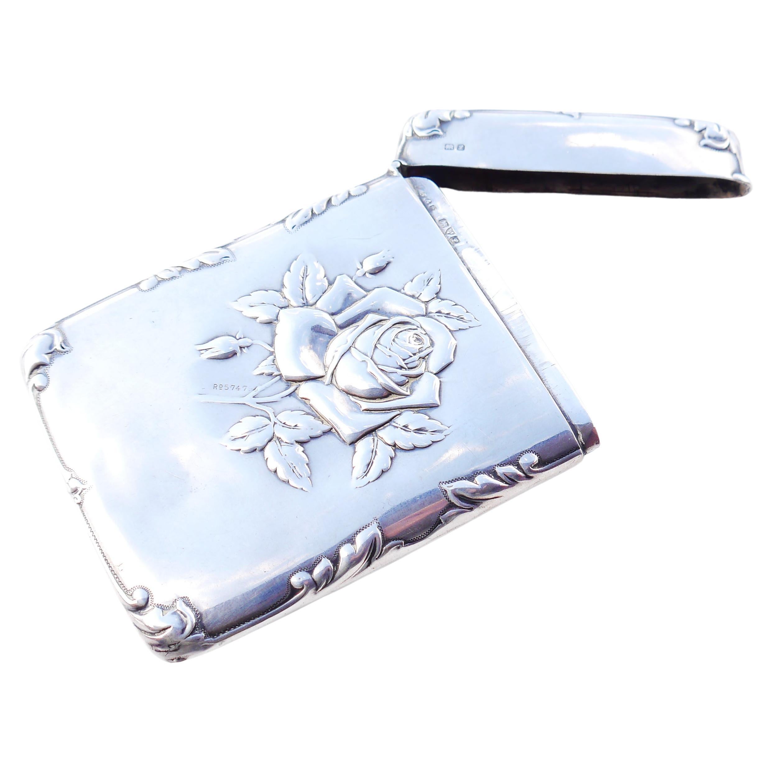 Porte-cartes britannique vintage en argent sterling massif 77 g