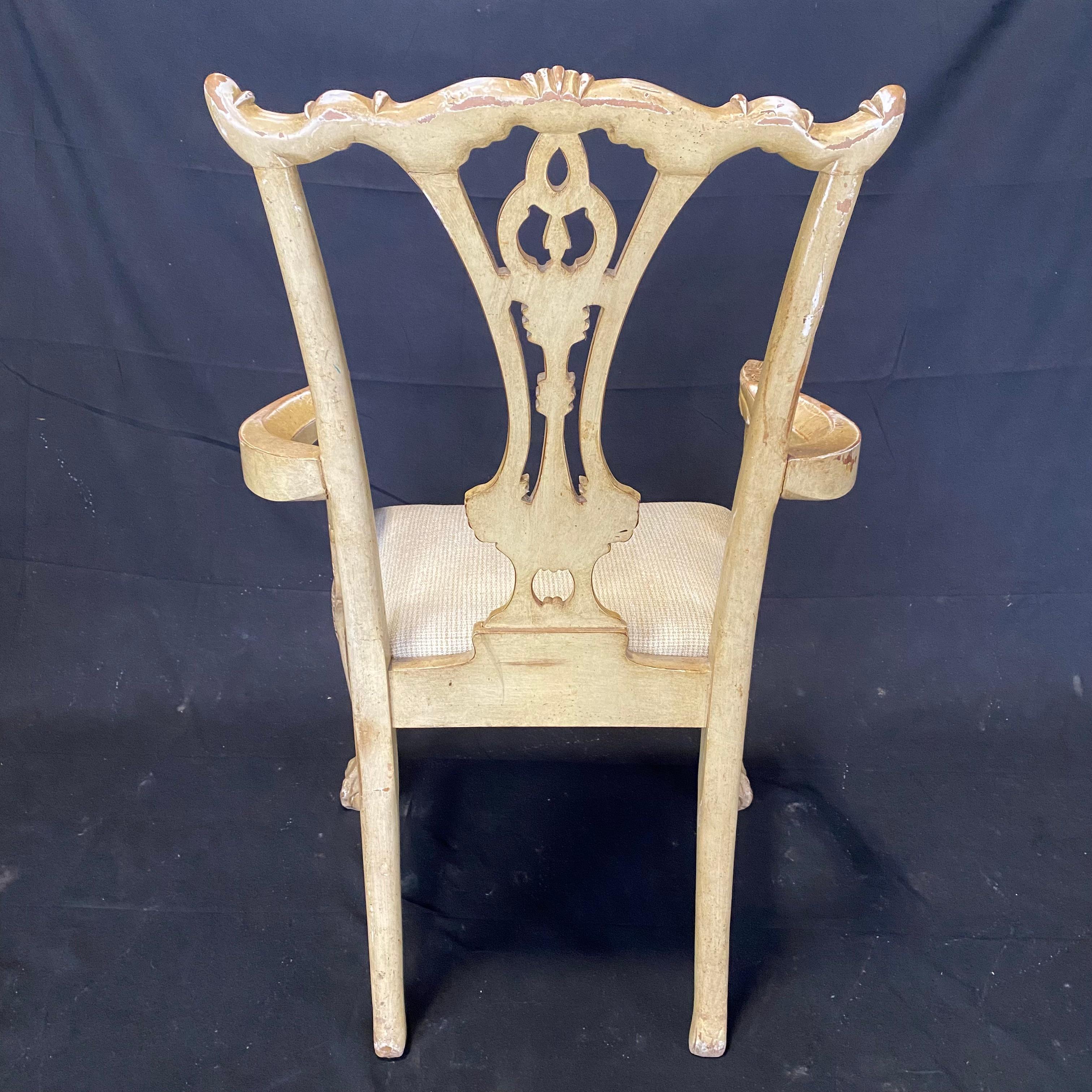 Vintage British Chippendale Ball in Claw Painted Dining Chairs 1