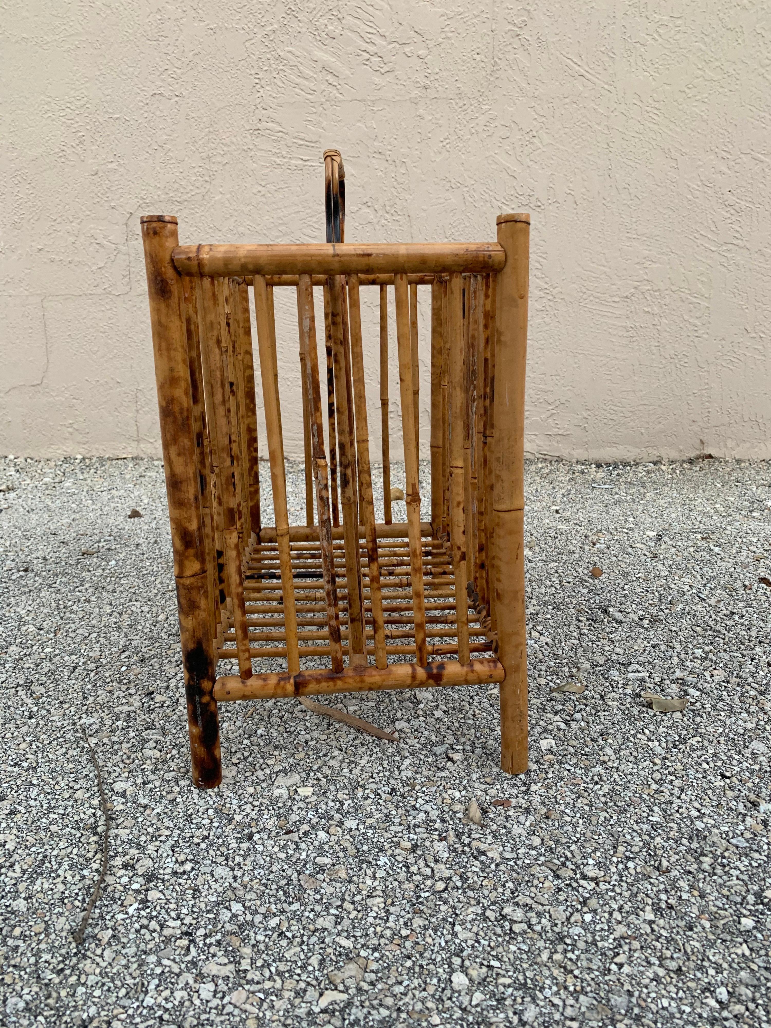 Vintage British Colonial Bamboo Magazine Rack 2