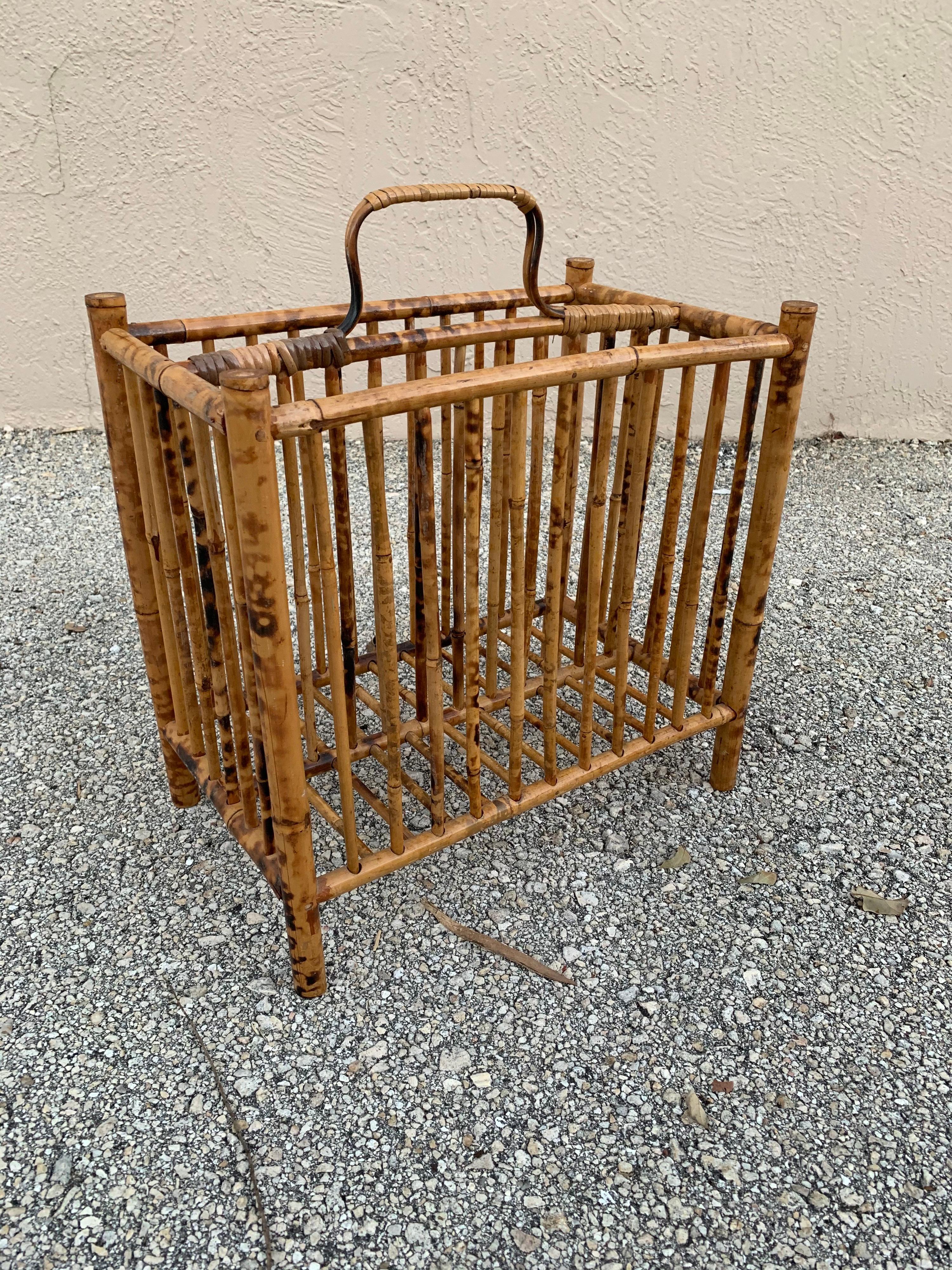 Vintage British Colonial Bamboo Magazine Rack 3