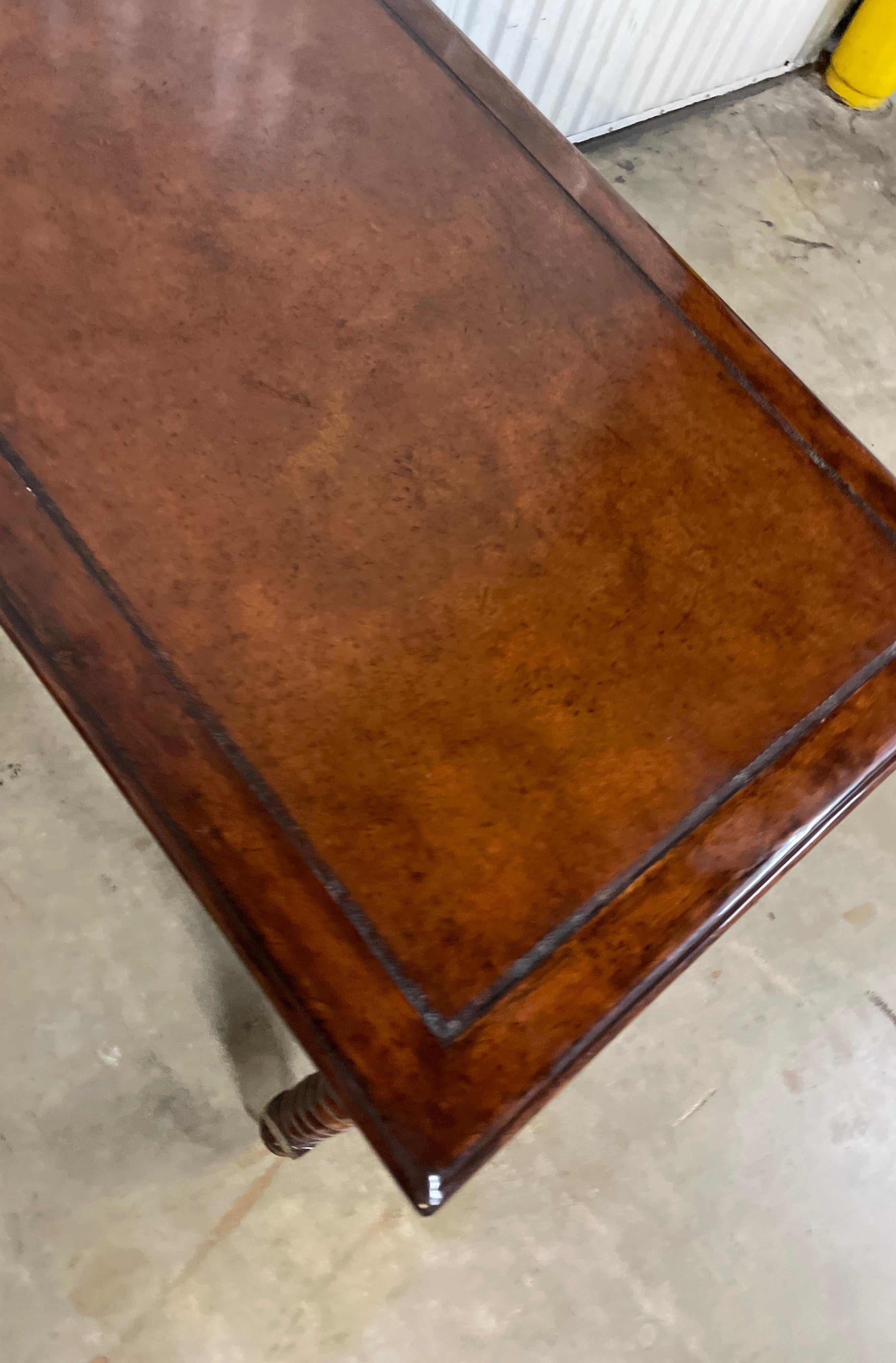 Vintage British Colonial Barley Twist Leg Leather Top Desk 6