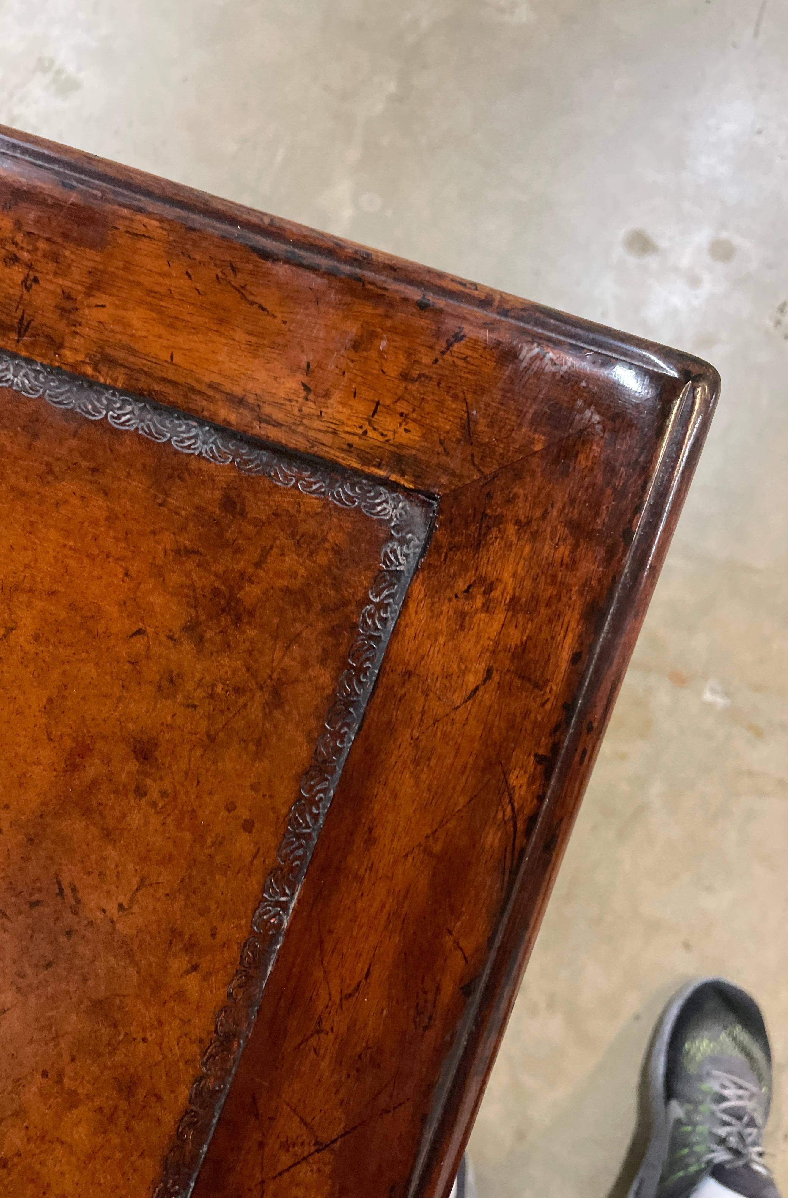Vintage British Colonial Barley Twist Leg Leather Top Desk 8