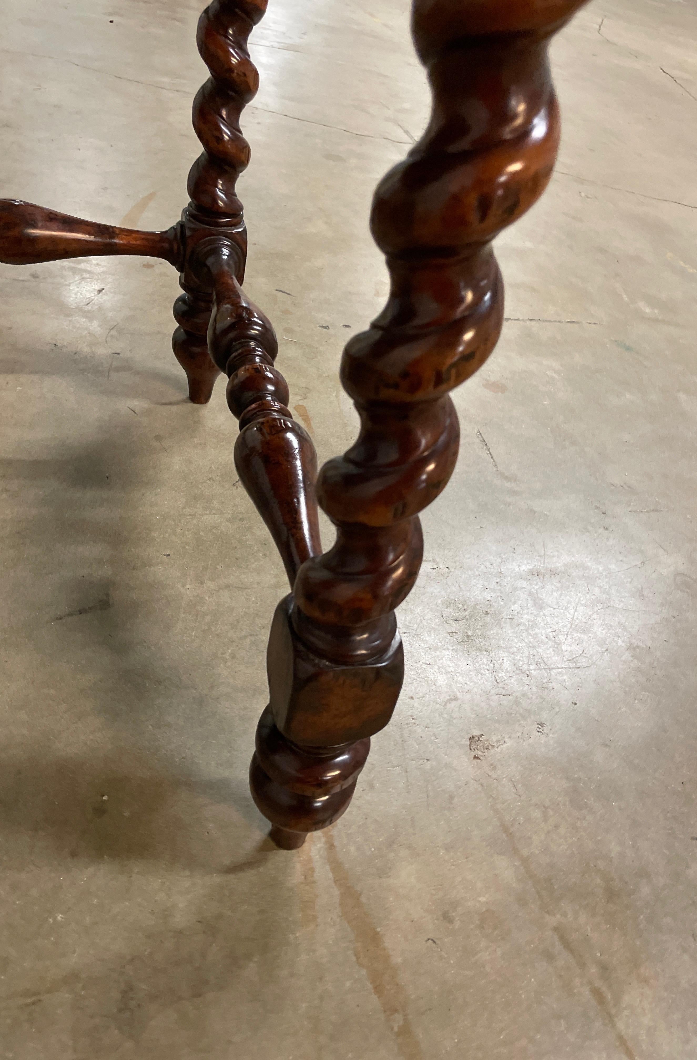 Vintage British Colonial Barley Twist Leg Leather Top Desk 9