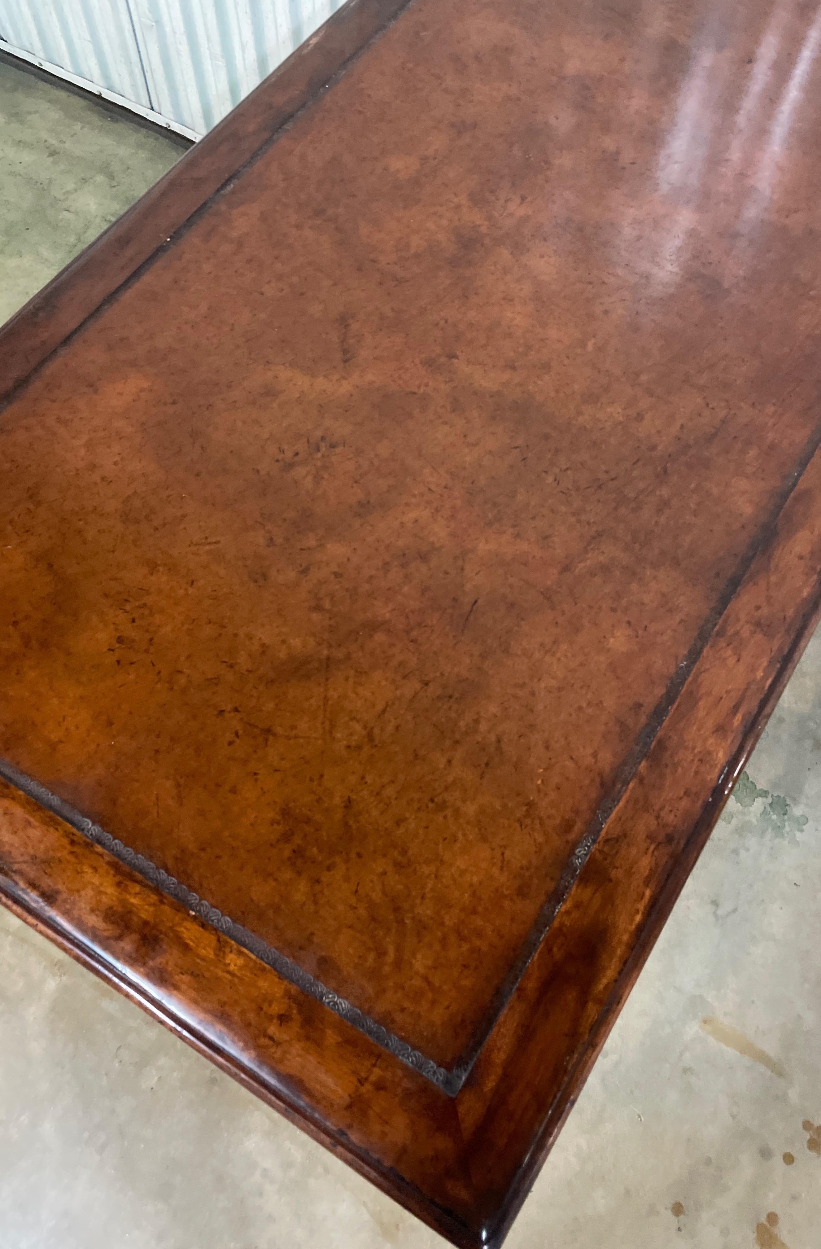 Vintage British Colonial Barley Twist Leg Leather Top Desk 5