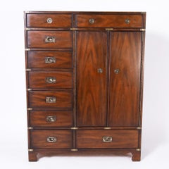 Vintage British Colonial Campaign Style Gentleman's Wardrobe or Chest