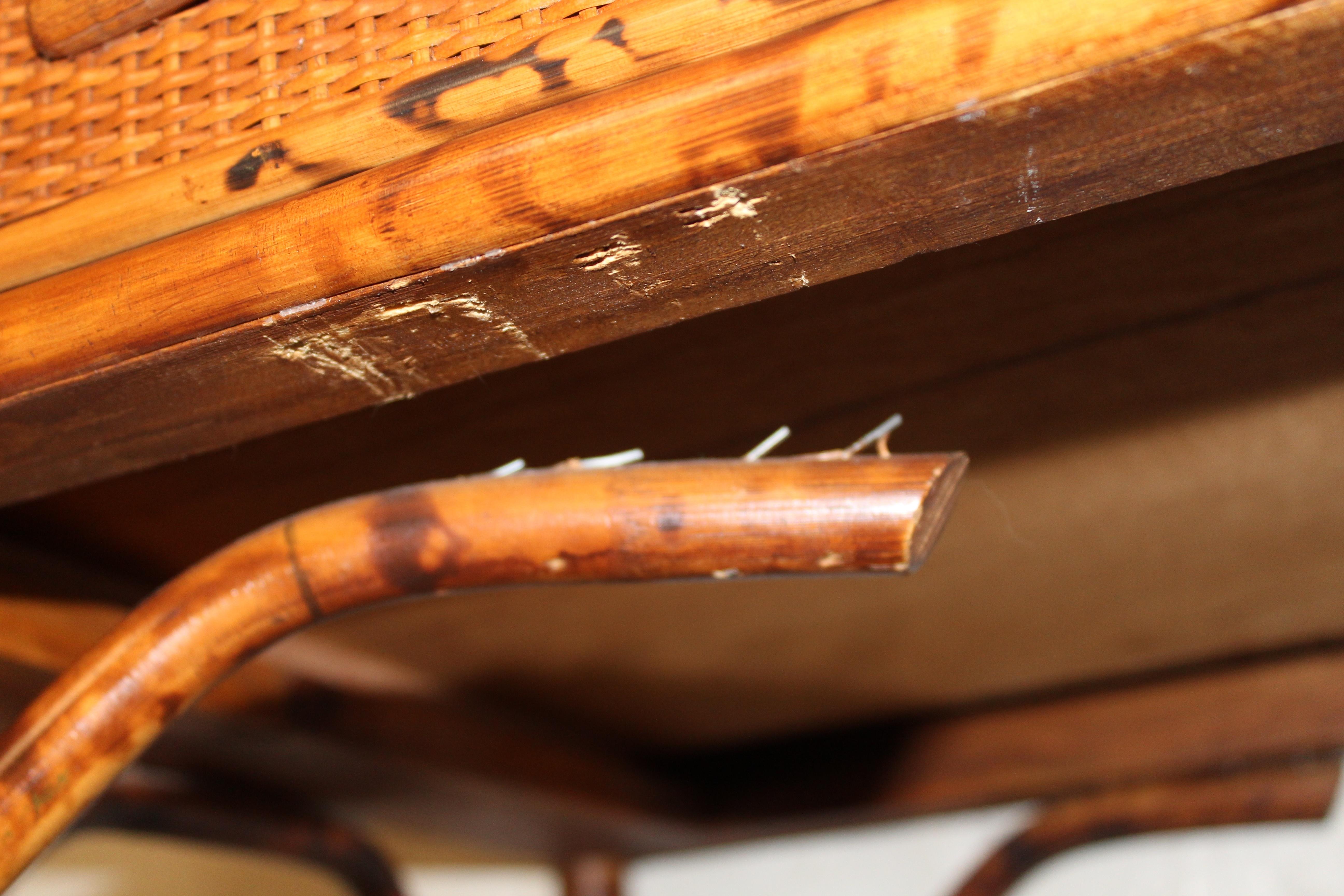 Vintage British Colonial Faux Bamboo & Grasscloth Desk For Sale 12