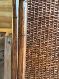 Vintage British Colonial Pagoda Rattan Fretwork Diamond Weave Armoire