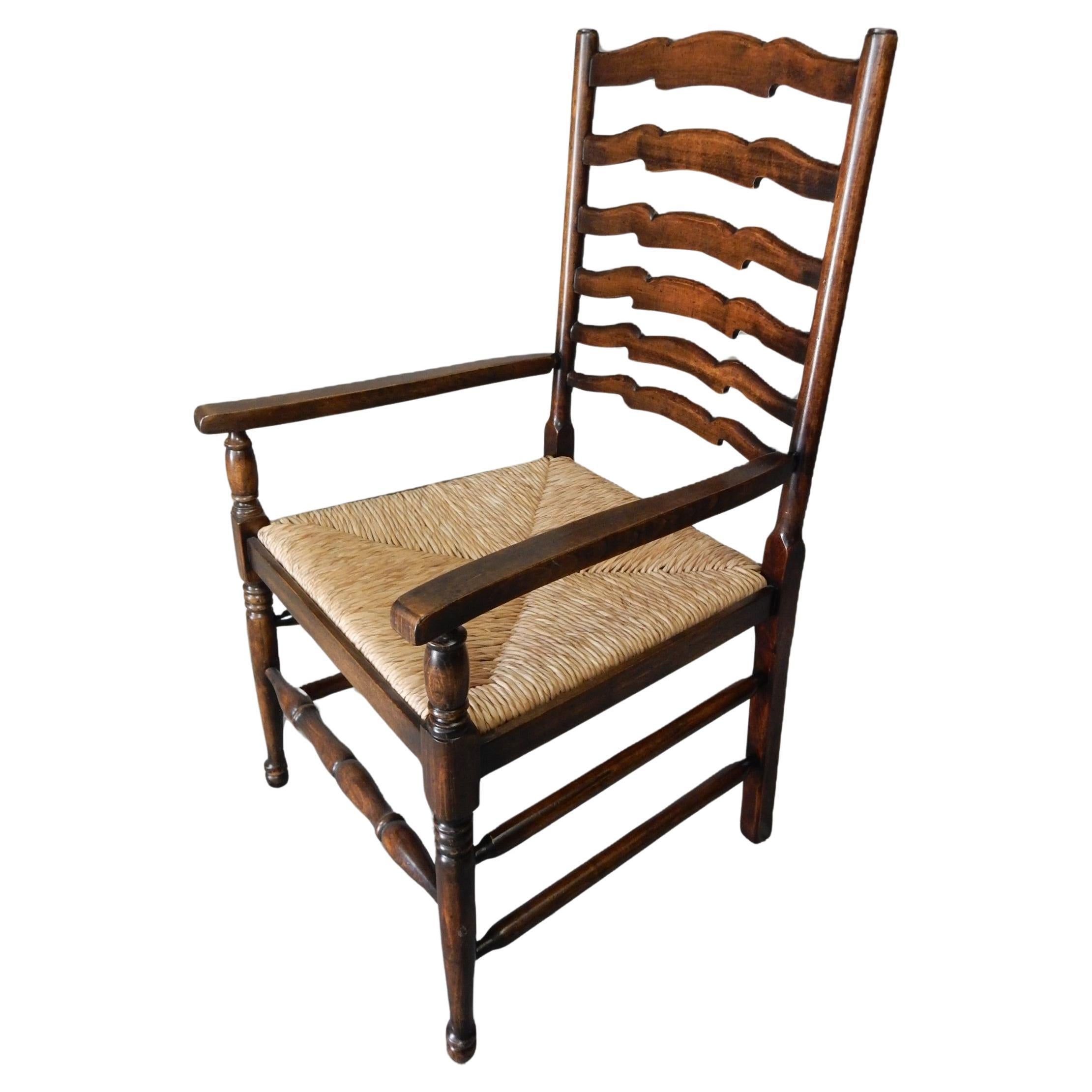 Paire de fauteuils vintage British Colonial Plantation à dossier en échelle en vente 1