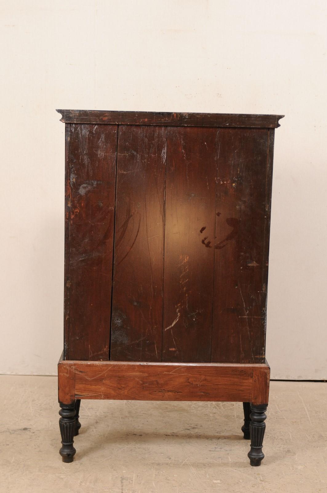 Vintage British Colonial Raised Black Colored Cabinet, Mid-20th Century 6
