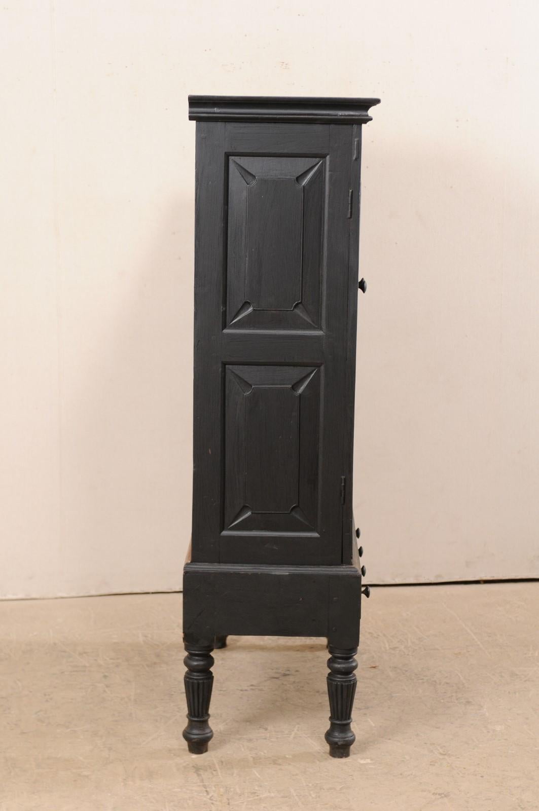 Vintage British Colonial Raised Black Colored Cabinet, Mid-20th Century 1