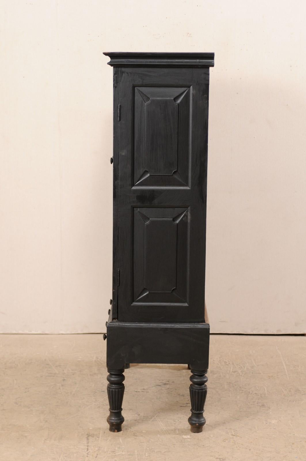 Vintage British Colonial Raised Black Colored Cabinet, Mid-20th Century 2