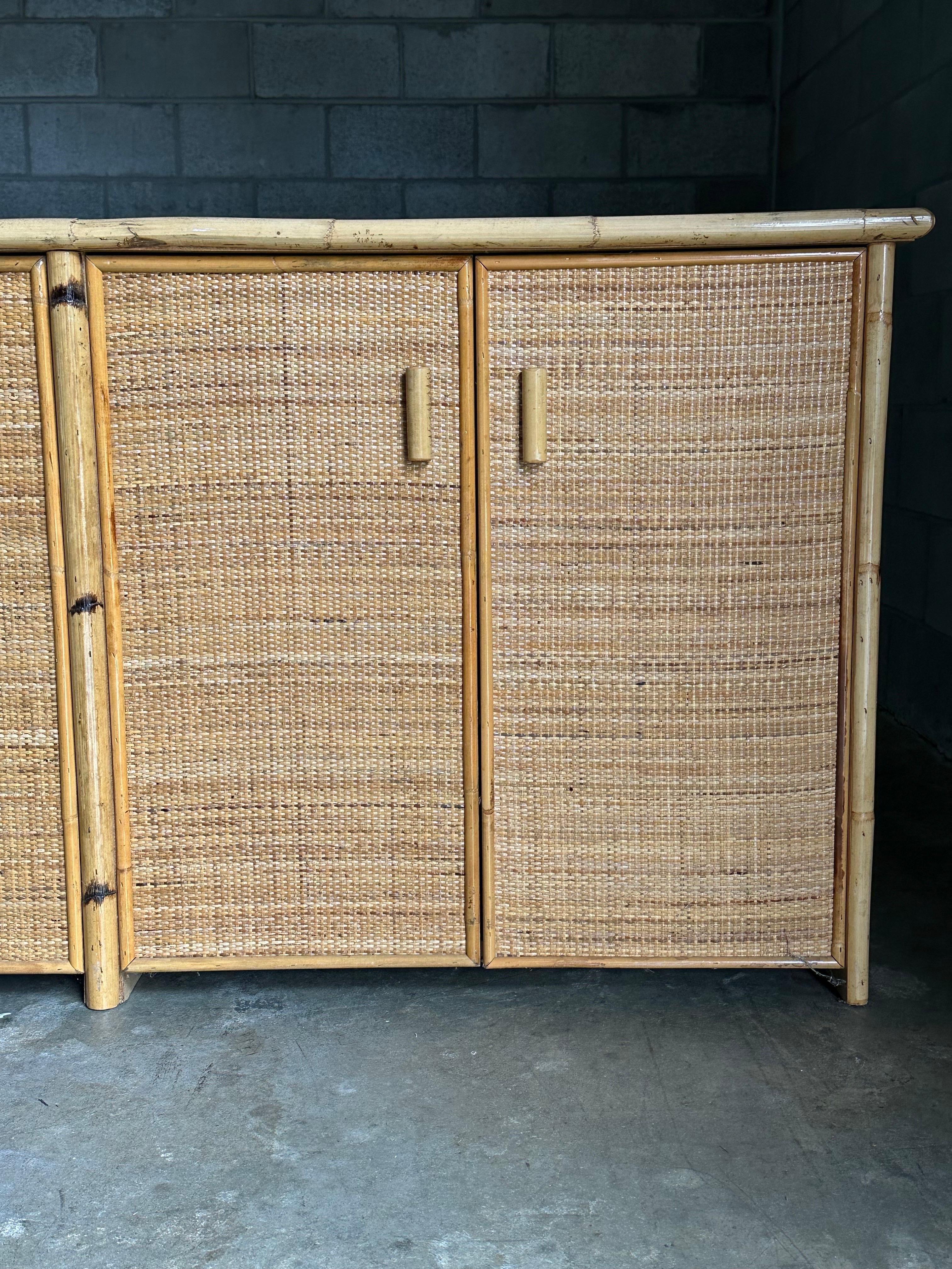 Vintage British Colonial Style Bamboo and Cane Sideboard For Sale 5