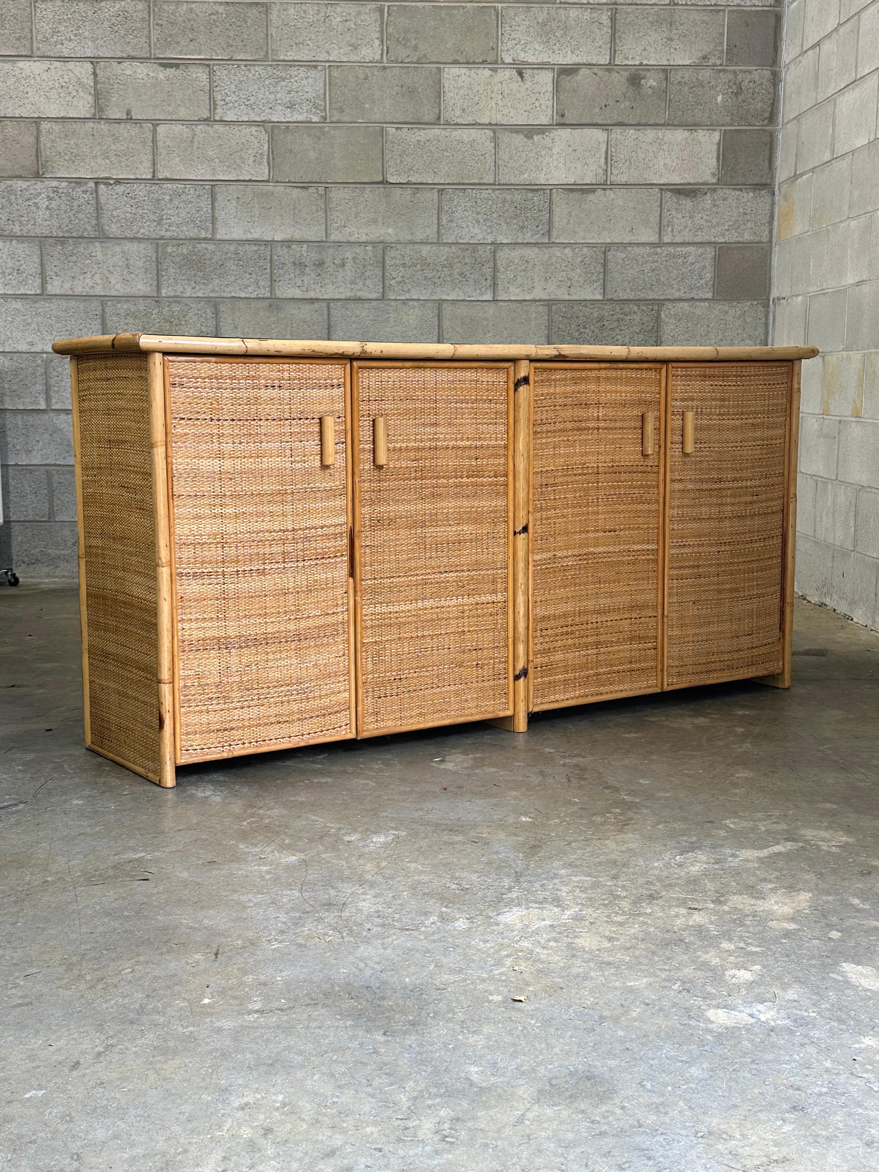 Vintage British Colonial Style Bamboo and Cane Sideboard For Sale 6