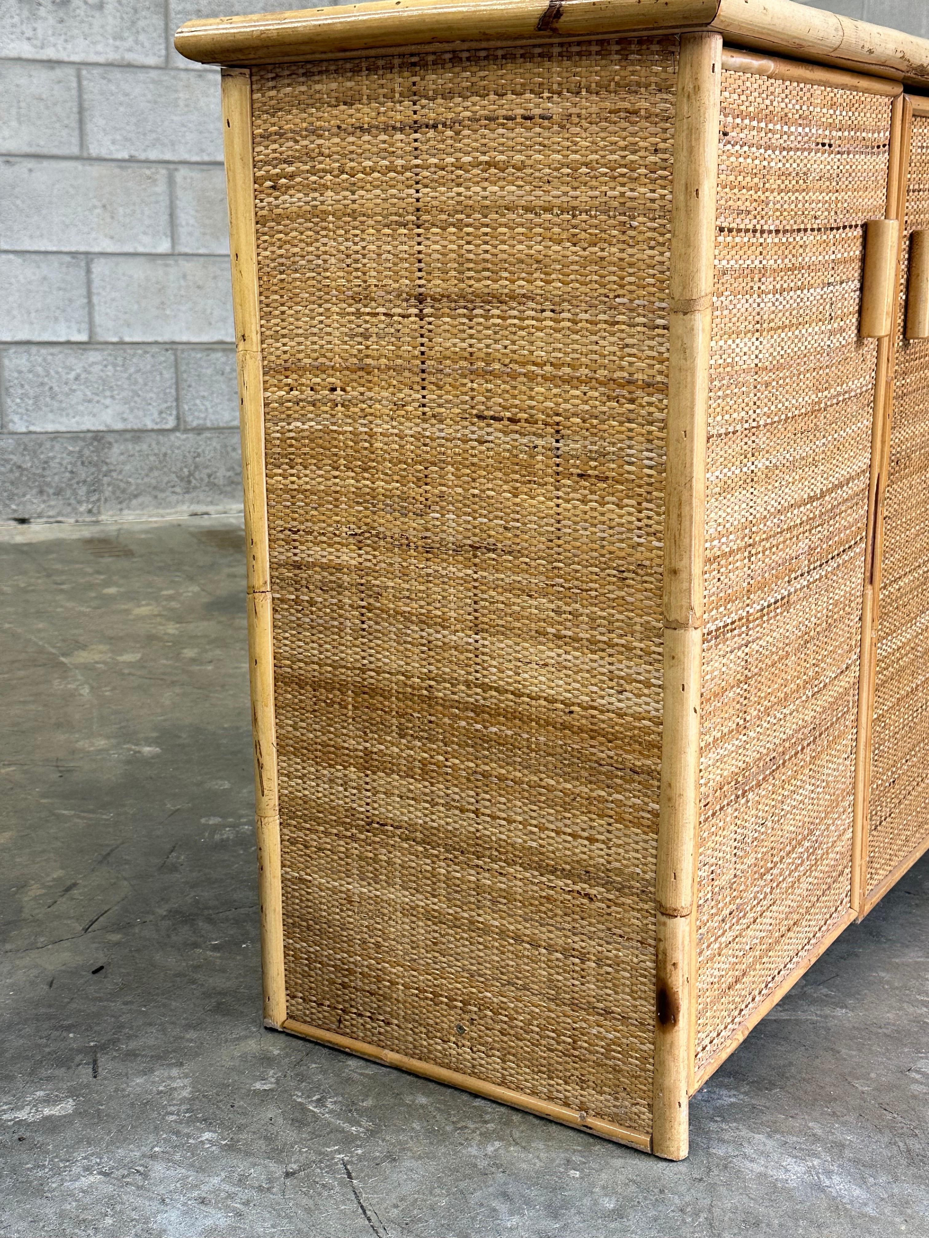Vintage British Colonial Style Bamboo and Cane Sideboard For Sale 9