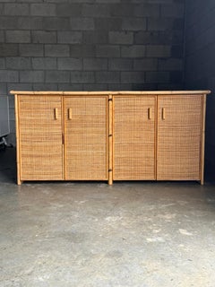 Vintage British Colonial Style Bamboo and Cane Sideboard