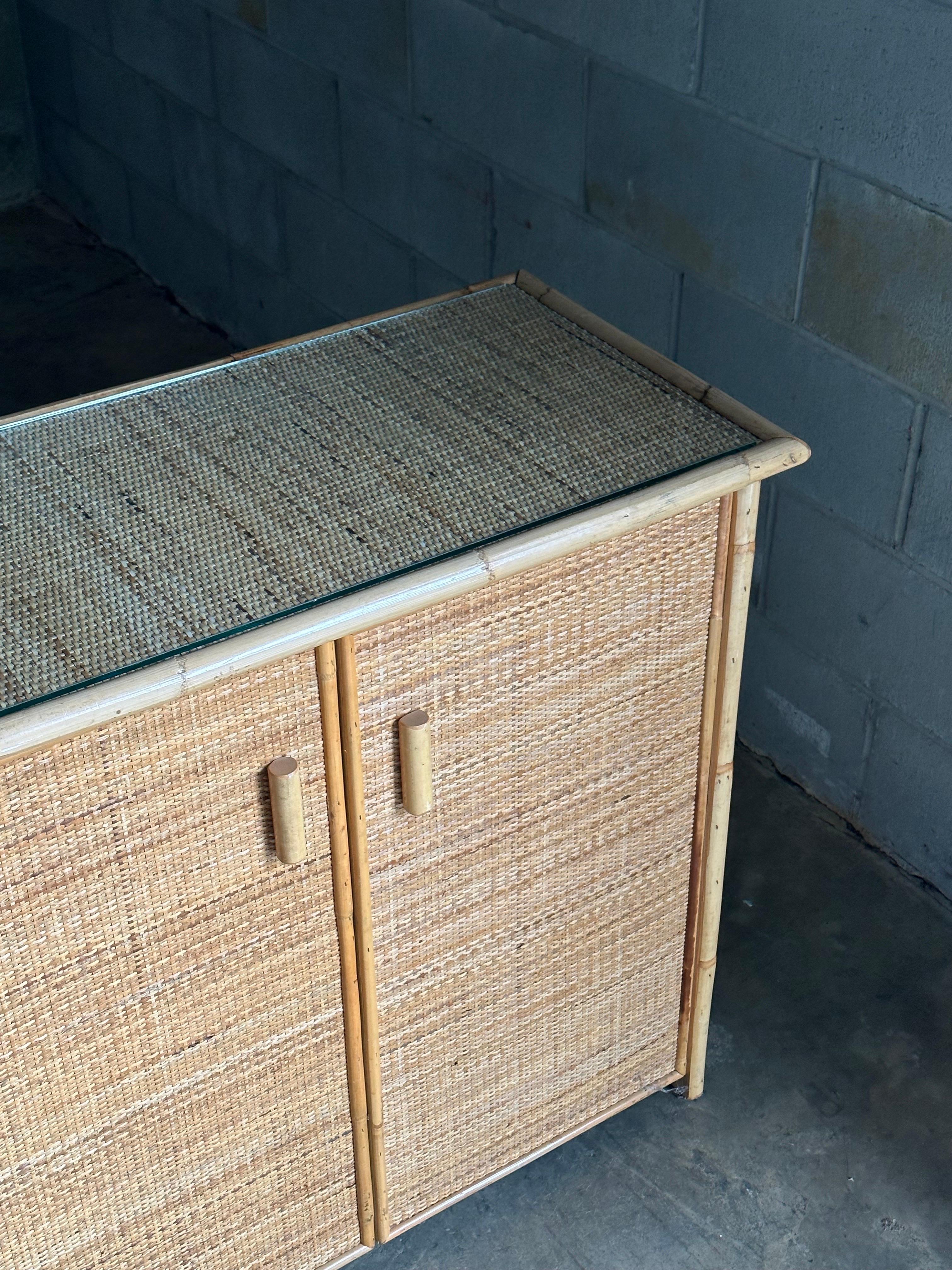 Vintage British Colonial Style Bamboo and Cane Sideboard For Sale 1