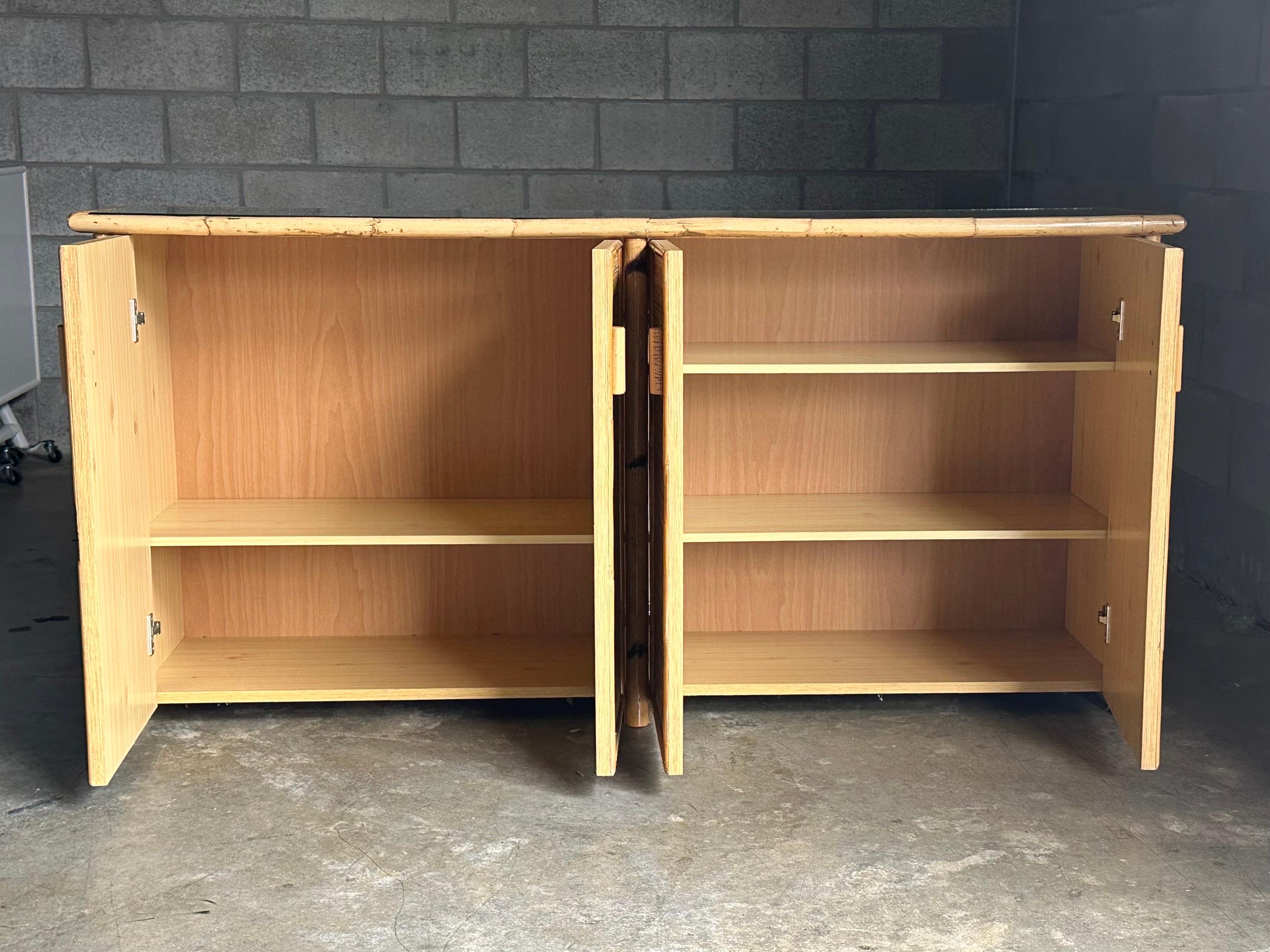 Vintage British Colonial Style Bamboo and Cane Sideboard For Sale 2