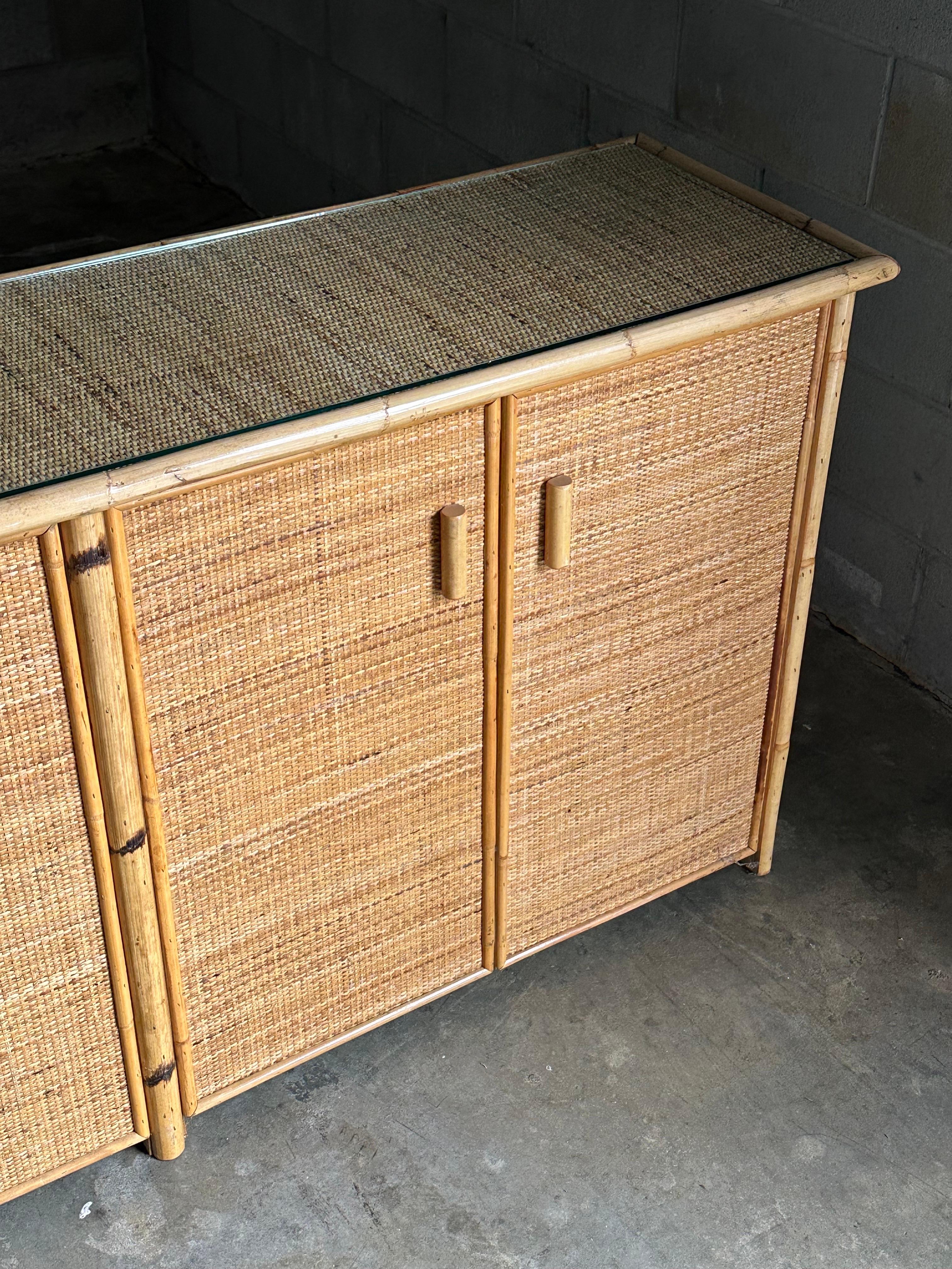 Vintage British Colonial Style Bamboo and Cane Sideboard For Sale 4