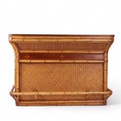 Bar di servizio in bambù e tela d'erba in stile British Colonial vintage