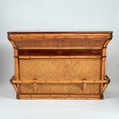 Vintage British Colonial Style Bamboo and Grasscloth Serving Bar