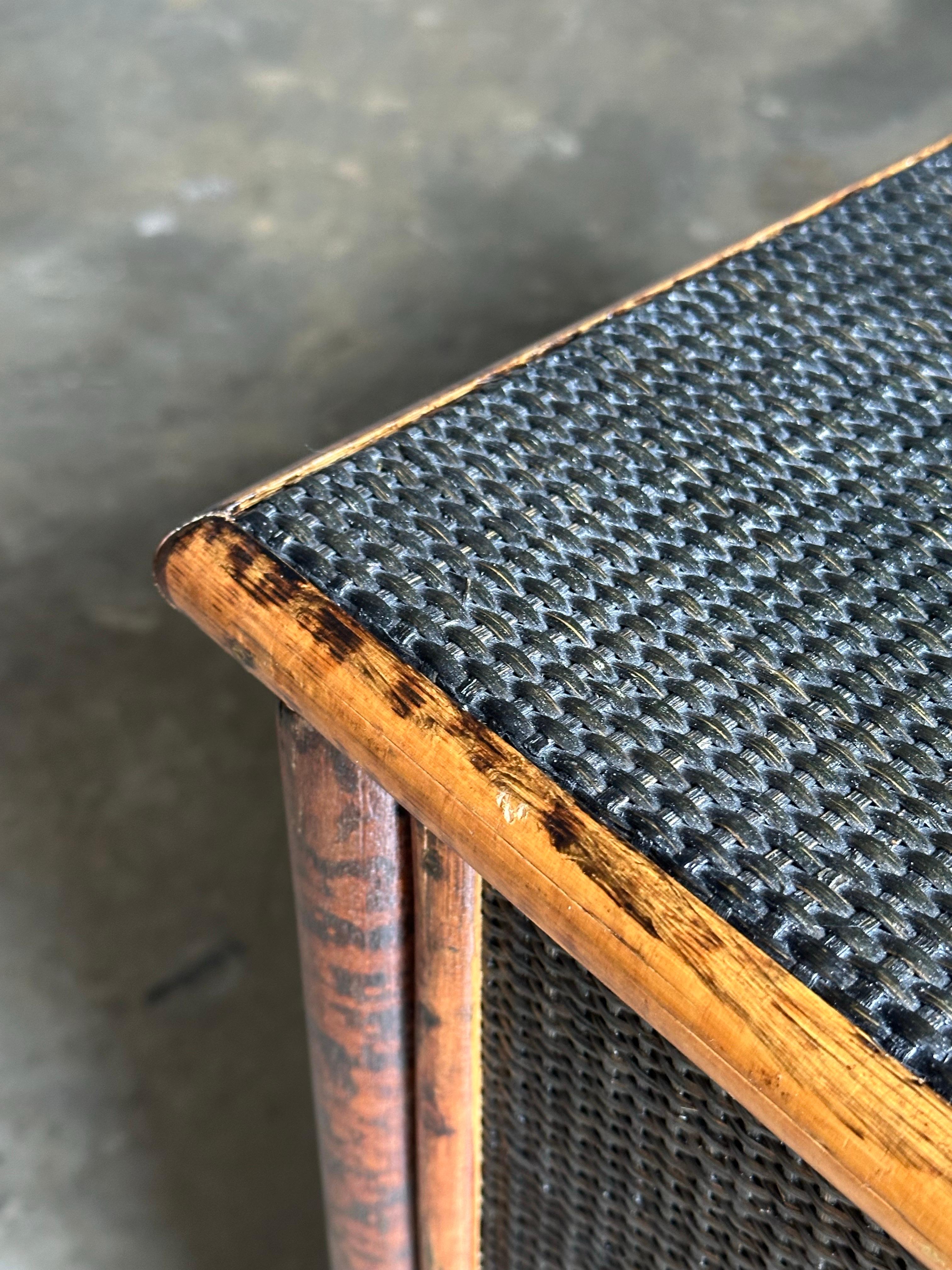 Vintage British Colonial Style Burnt Bamboo and Cane Dresser For Sale 8