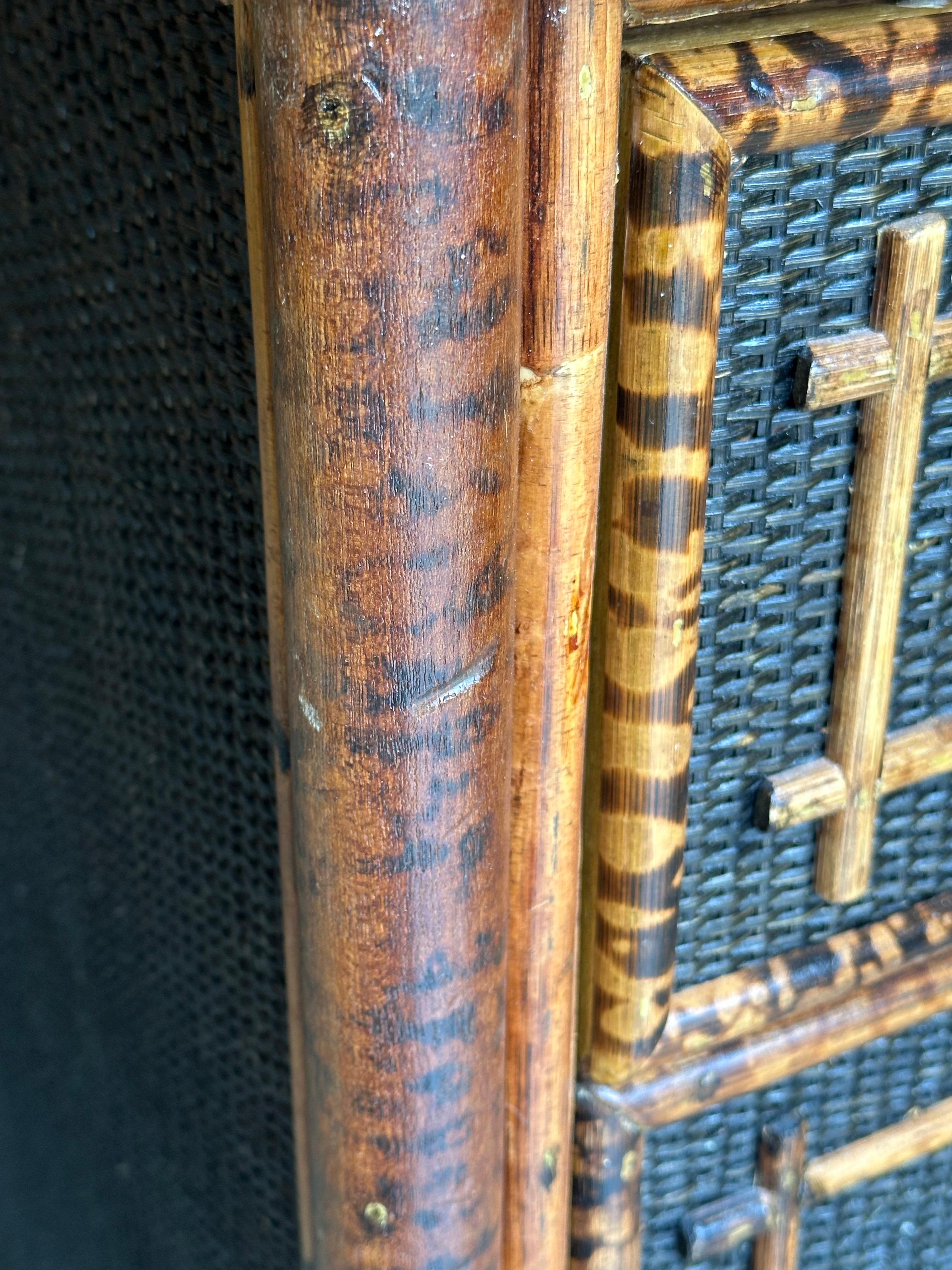 Vintage British Colonial Style Burnt Bamboo and Cane Dresser For Sale 10