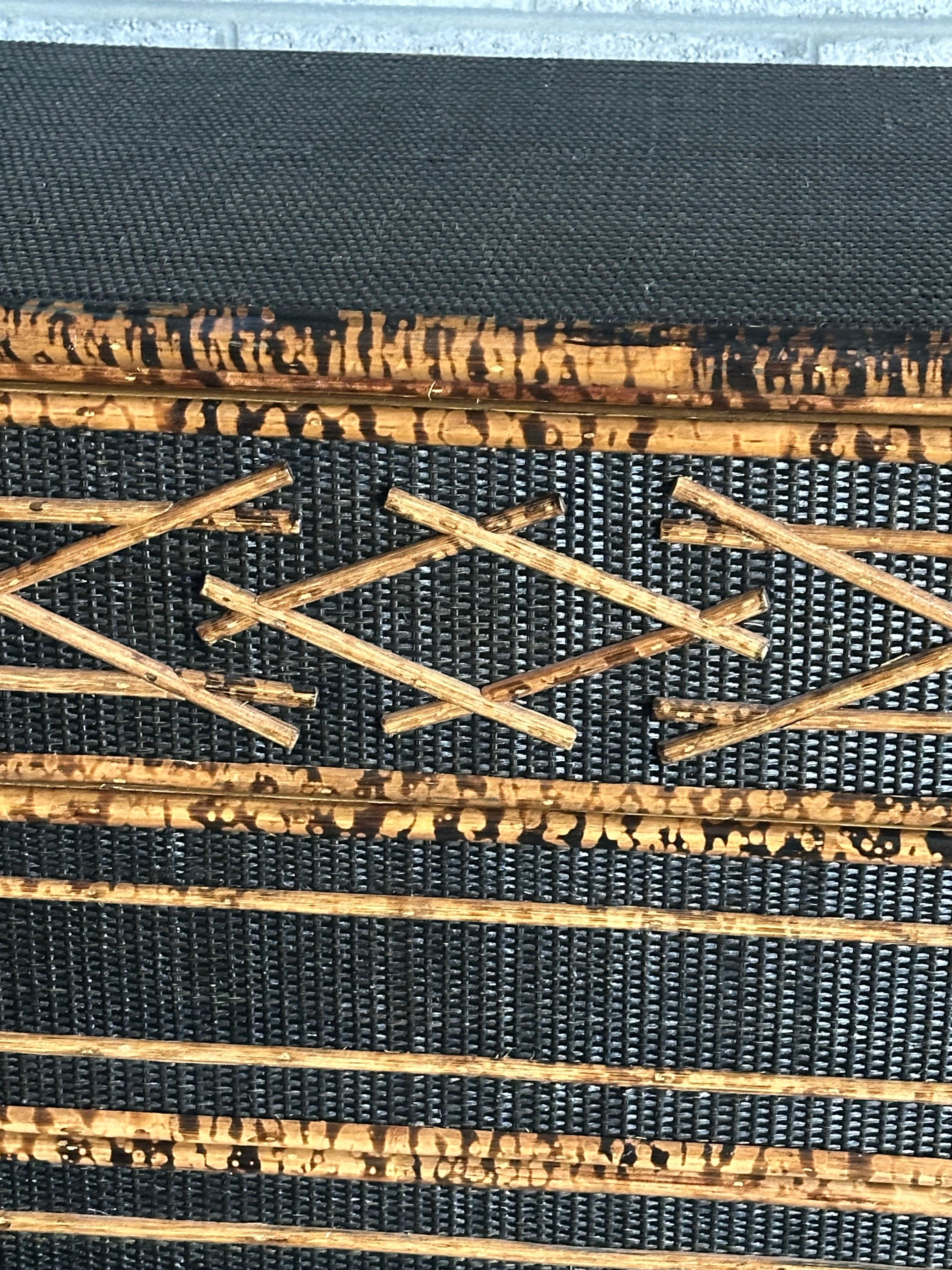 Vintage British Colonial Style Burnt Bamboo and Cane Dresser For Sale 11