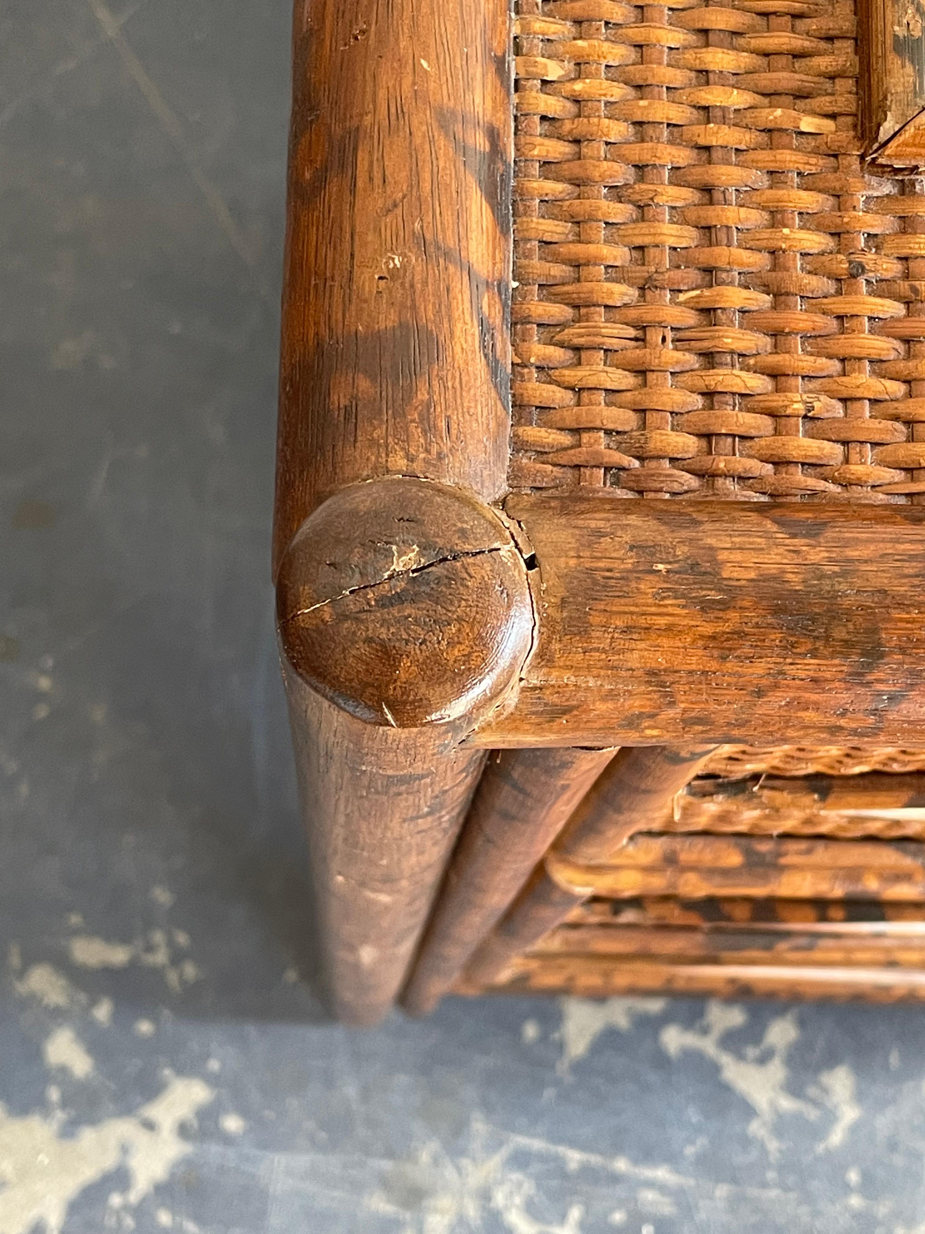 Vintage British Colonial Style Burnt Bamboo and Cane Nightstand 3