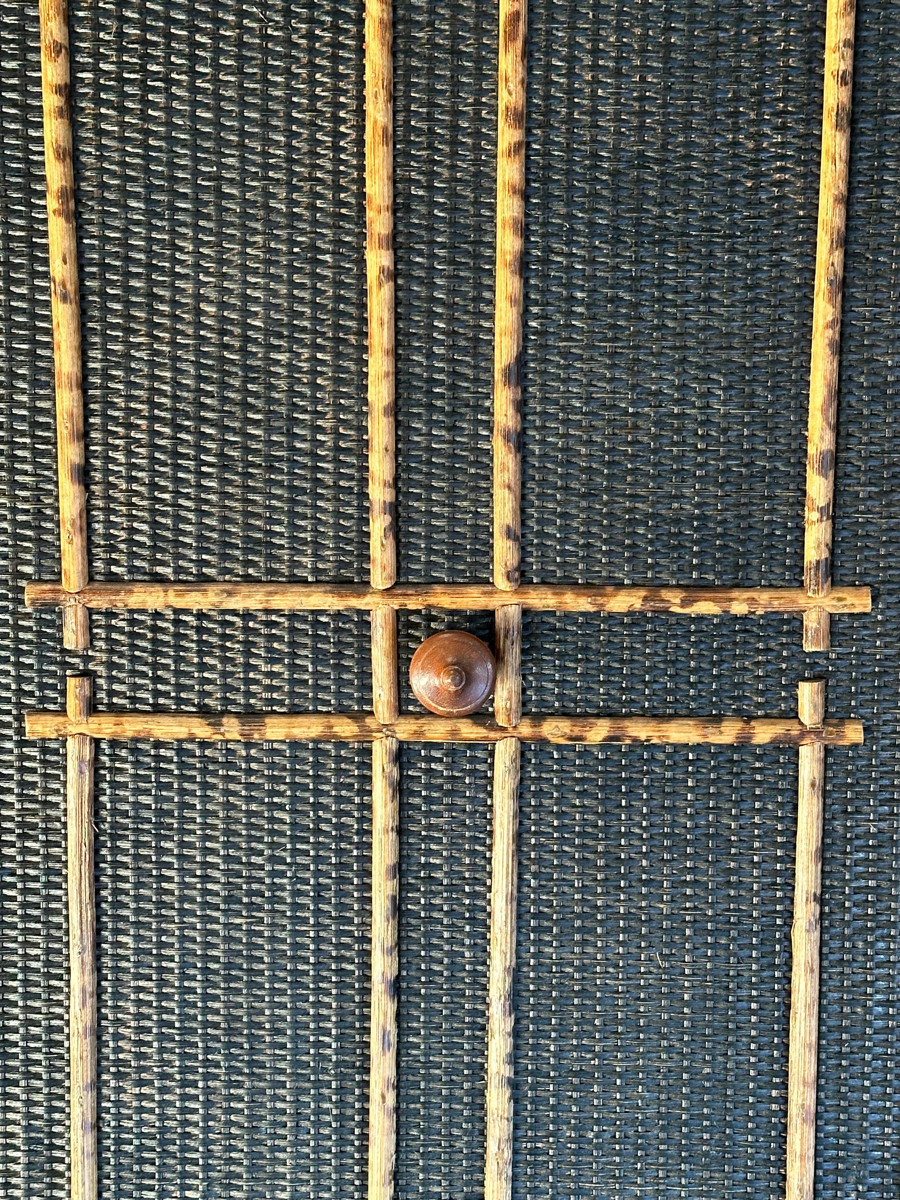 Vintage British Colonial Style Faux Bamboo and Cane Armoire 5