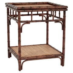 Vintage British Colonial Style Faux Bamboo and Grasscloth Stand