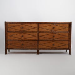 Coffre vintage en faux bambou de style British Colonial