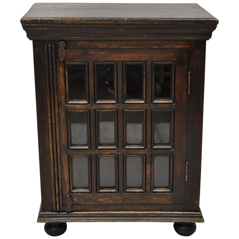 Vintage British Colonial Style Small One Door Wooden Curio Display Cabinet At 1stdibs