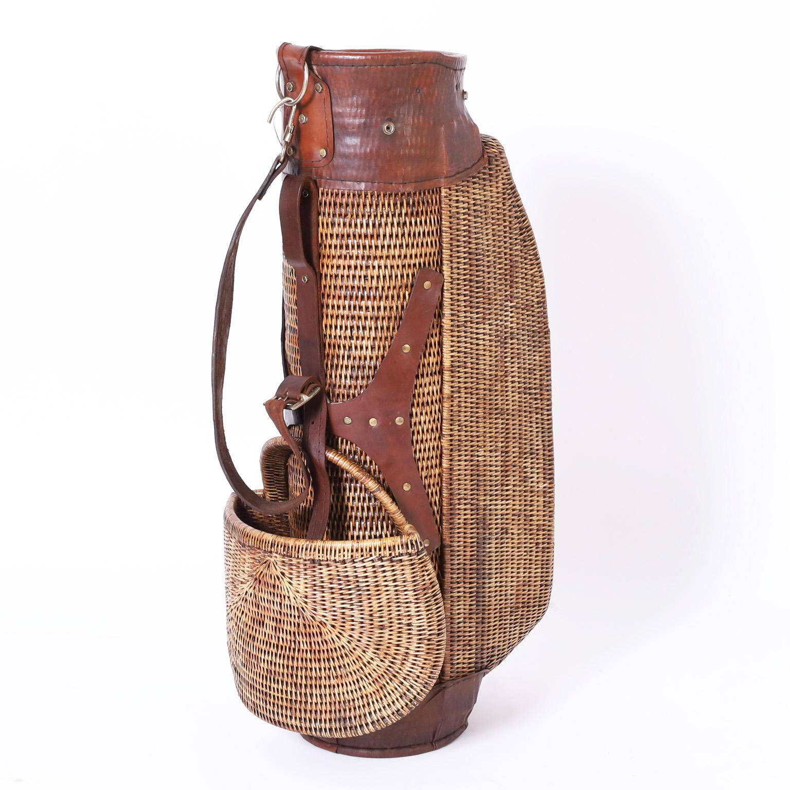 Bolsa de golf vintage de mimbre estilo British Colonial Arte deportivo