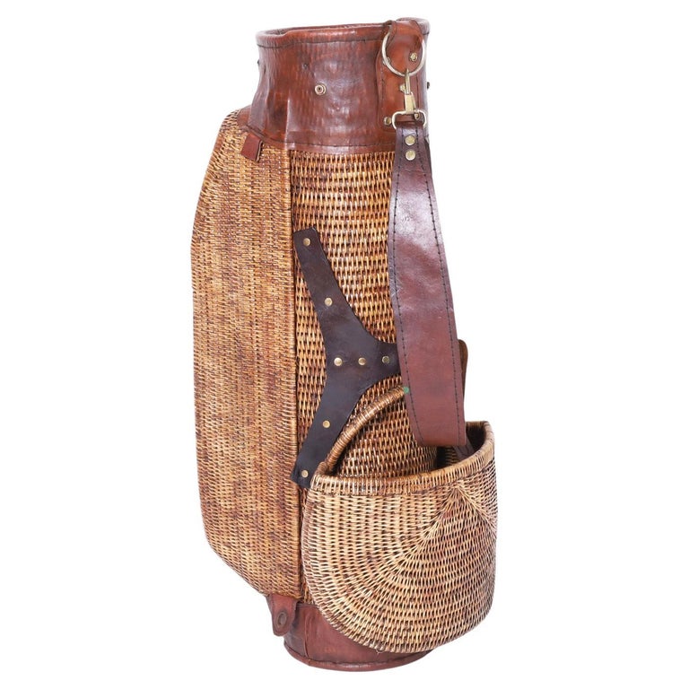 Vintage British Colonial Style Wicker Golf Bag For Sale at 1stDibs