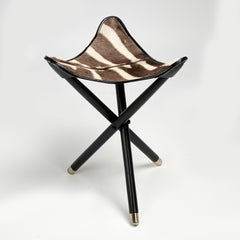 Sgabello o sedile pieghevole in stile British Colonial Zebra Safari d'epoca